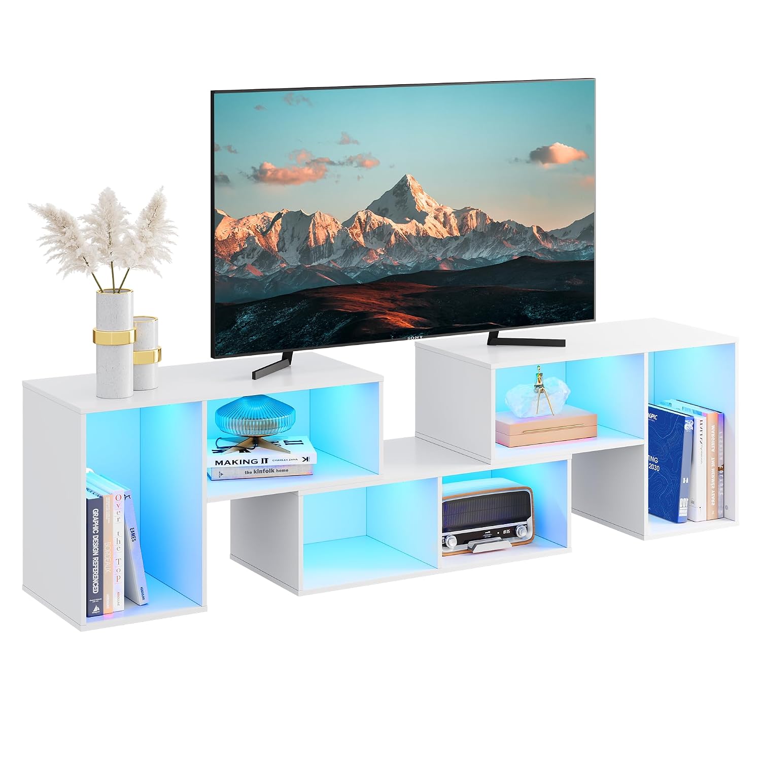 Gaming Console Cabinet - Mobile TV Deformabile con Striscia LED,